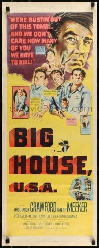 9c552 BIG HOUSE U.S.A. insert 1955 art of convicts Crawford, Ralph Meeker, Bronson & Lon Chaney!