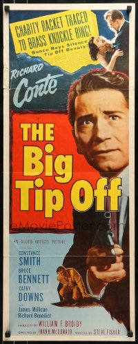 9c553 BIG TIP OFF insert 1955 Richard Conte knows everything the underworld does, film noir!