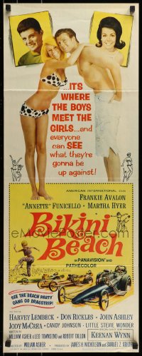9c554 BIKINI BEACH insert 1964 Frankie Avalon, Annette Funicello, sexy Martha Hyer!