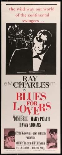9c561 BLUES FOR LOVERS insert 1966 Ballad in Blue, cool b&w image of Ray Charles playing piano!