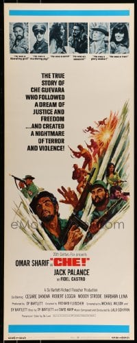 9c591 CHE int'l insert 1969 art of Omar Sharif as Guevara, Jack Palance as Fidel Castro!