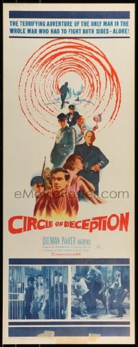 9c593 CIRCLE OF DECEPTION insert 1960 Suzy Parker, a spy should never fall in love, cool artwork!