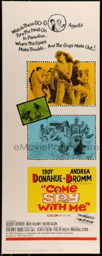 9c598 COME SPY WITH ME insert 1967 Troy Donahue spy spoof, Andrea Dromm, they blow up the Caribbean!