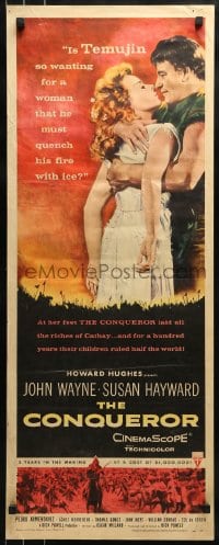 9c599 CONQUEROR insert 1956 barbarian John Wayne grabs sexy Susan Hayward!