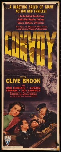 9c600 CONVOY insert 1940 Clive Brook, John Clements, art of ships under attack!