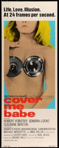 9c601 COVER ME BABE insert 1970 sexiest camera lense on nude girl image!