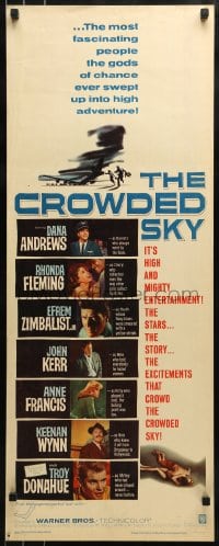 9c605 CROWDED SKY insert 1960 Dana Andrews, Rhonda Fleming, airplane disaster thriller!