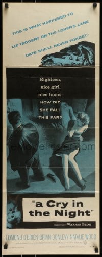 9c606 CRY IN THE NIGHT insert 1956 cool art of Raymond Burr & 18 year-old Natalie Wood!