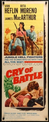 9c607 CRY OF BATTLE insert 1963 Van Heflin, Rita Moreno & James MacArthur in the South Pacific!