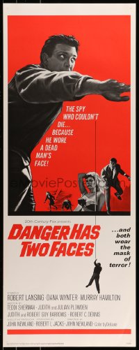 9c608 DANGER HAS TWO FACES insert 1967 Robert Lansing couldn't die - he stole a dead man's face!