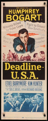 9c615 DEADLINE-U.S.A. insert 1952 newspaper editor Humphrey Bogart, best journalism movie ever!