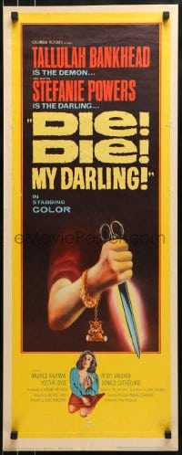 9c627 DIE DIE MY DARLING insert 1965 Tallulah Bankhead, great artwork of stabbing scissors, Fanatic