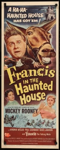 9c658 FRANCIS IN THE HAUNTED HOUSE insert 1956 wacky art of Mickey Rooney with the talking mule!