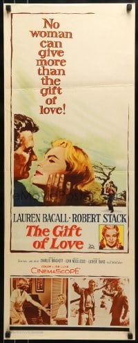 9c669 GIFT OF LOVE insert 1958 great romantic close up art of Lauren Bacall & Robert Stack!