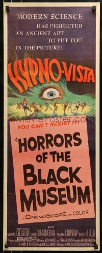 9c707 HORRORS OF THE BLACK MUSEUM insert 1959 an amazing new dimension in screen thrills, Hypno-Vista!