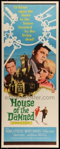 9c712 HOUSE OF THE DAMNED insert 1963 13 keys open doors to the house haunted by the living dead!