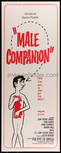 9c723 I WAS A MALE SEX BOMB insert 1965 Male Companion, wacky artwork of naked Jean-Pierre Cassel!