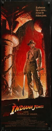 9c729 INDIANA JONES & THE TEMPLE OF DOOM insert 1984 full-length Bruce Wolfe art of Harrison Ford!