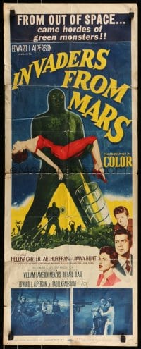 9c732 INVADERS FROM MARS insert 1953 classic, art of hordes of green monsters from outer space!