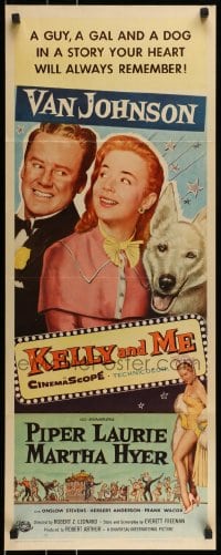 9c745 KELLY & ME insert 1957 art of Van Johnson, Piper Laurie, sexy Martha Hyer & dog by Reynold Brown!