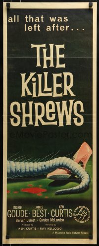 9c749 KILLER SHREWS insert 1959 classic horror art of all that was left after the monster attack!