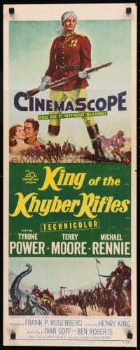 9c751 KING OF THE KHYBER RIFLES insert 1954 full-length artwork of British soldier Tyrone Power!
