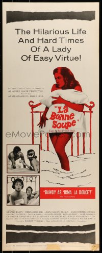 9c756 LA BONNE SOUPE insert 1964 sexy naked Annie Girardot on bed covered only by pillows!