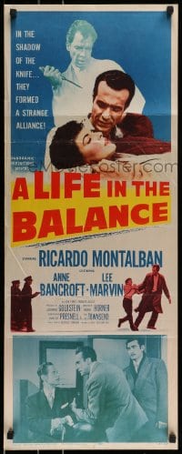 9c771 LIFE IN THE BALANCE insert 1955 early Ricardo Montalban, Anne Bancroft, Lee Marvin!