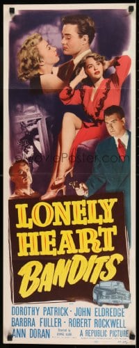 9c778 LONELY HEART BANDITS insert 1950 full-length art of sexy Dorothy Patrick showing leg!