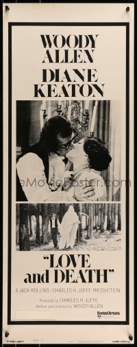 9c784 LOVE & DEATH style B insert 1975 wacky Woody Allen & Diane Keaton romantic kiss close up!