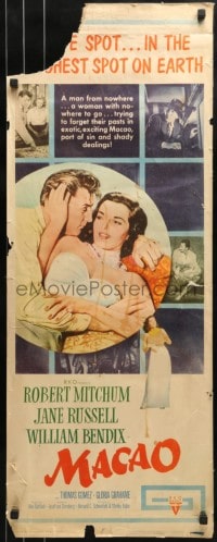9c793 MACAO insert 1952 Josef von Sternberg, best art of Robert Mitchum & sexy Jane Russell!