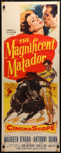 9c796 MAGNIFICENT MATADOR insert 1955 Boetticher, Anthony Quinn, Maureen O'Hara, bullfighting!