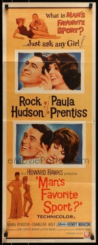 9c805 MAN'S FAVORITE SPORT insert 1964 fake fishing expert Rock Hudson in love w/Paula Prentiss!