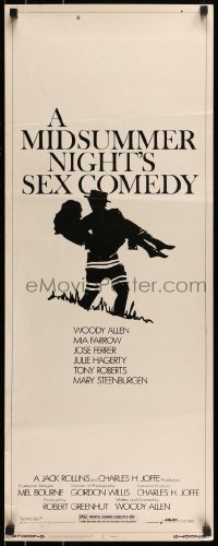 9c813 MIDSUMMER NIGHT'S SEX COMEDY insert 1982 Woody Allen, Mia Farrow, silhouette art by Kleeger!