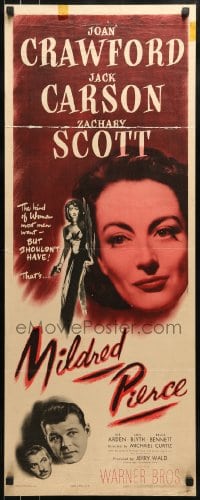 9c814 MILDRED PIERCE insert 1945 Joan Crawford is the woman most men want, but shouldn't have!