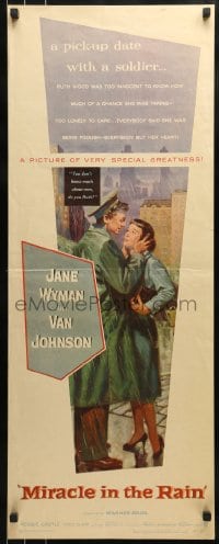 9c816 MIRACLE IN THE RAIN insert 1956 great romantic art of Jane Wyman & Van Johnson!