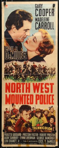 9c833 NORTH WEST MOUNTED POLICE insert 1940 Cecil B. DeMille, Gary Cooper, Madeleine Carroll!