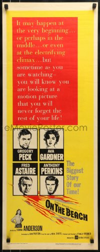 9c838 ON THE BEACH insert 1959 art of Gregory Peck, Ava Gardner, Fred Astaire & Anthony Perkins!