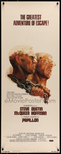 9c849 PAPILLON insert 1973 great art of prisoners Steve McQueen & Dustin Hoffman by Tom Jung!