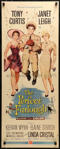 9c856 PERFECT FURLOUGH insert 1958 great artwork of Tony Curtis in uniform with Janet Leigh!