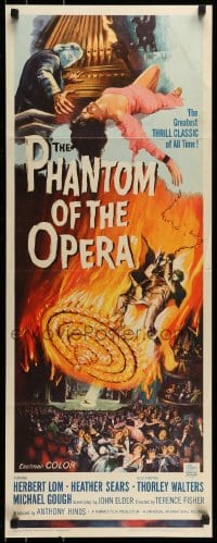 9c858 PHANTOM OF THE OPERA insert 1962 Hammer horror, Herbert Lom, art by Reynold Brown!