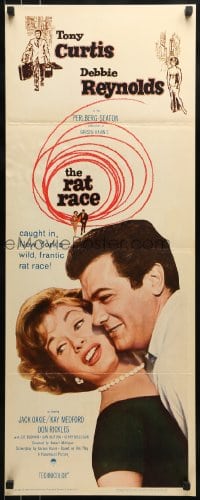 9c876 RAT RACE insert 1960 Debbie Reynolds & Tony Curtis will do anything to get to the top!