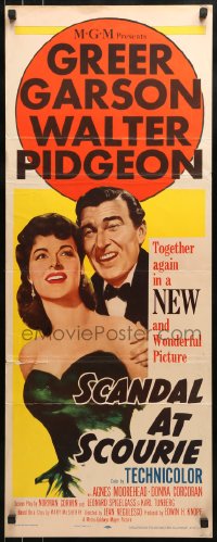 9c891 SCANDAL AT SCOURIE insert 1953 great close up art of Greer Garson + Walter Pidgeon!