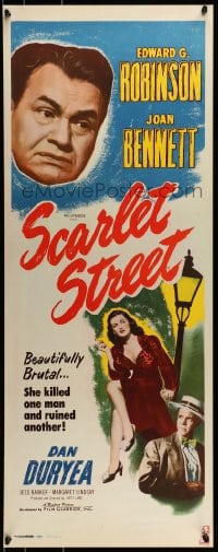 9c895 SCARLET STREET insert R1949 Fritz Lang film noir, Edward G. Robinson, Joan Bennett, Duryea