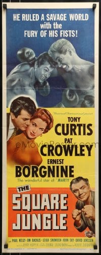 9c915 SQUARE JUNGLE insert 1956 boxer Tony Curtis fighting in the ring, Pat Crowley, Borgnine!