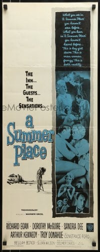 9c927 SUMMER PLACE insert R1963 Sandra Dee & Troy Donahue in young lovers classic, cool cast montage!