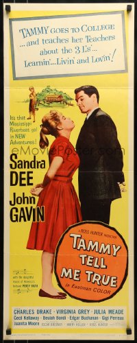 9c937 TAMMY TELL ME TRUE insert 1961 romantic image of Sandra Dee about to kiss John Gavin!