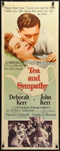 9c940 TEA & SYMPATHY insert 1956 great art of Deborah Kerr & John Kerr by Gale, classic tagline!