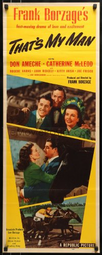 9c946 THAT'S MY MAN insert 1947 Don Ameche, Catherine McLeod, Frank Borzage, horse racing!