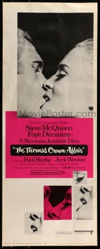 9c948 THOMAS CROWN AFFAIR insert 1968 best kiss close up of Steve McQueen & sexy Faye Dunaway!